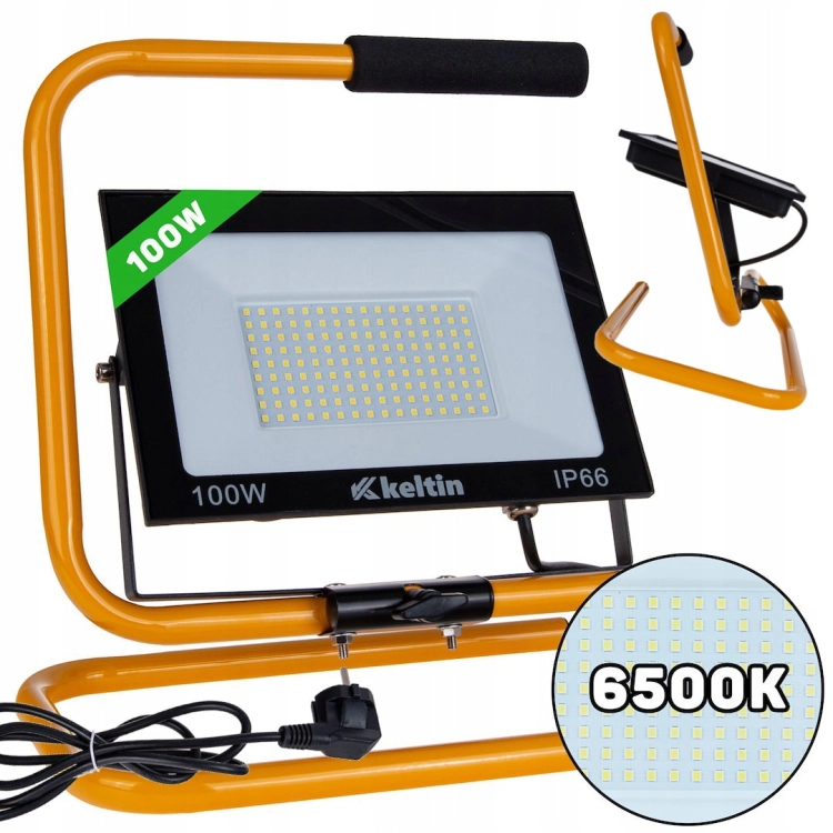 NAŚWIETLACZ LED 100W STATYW LAMPA ROBOCZA 10000LM IP66 6500K BIAŁA ZIMNA
