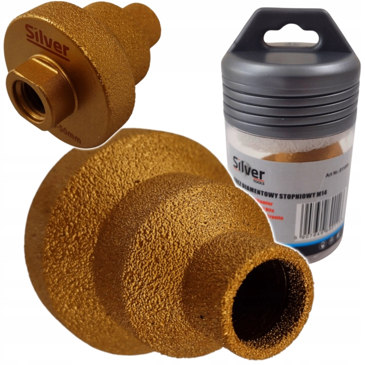 FREZ DIAMENTOWY STOPNIOWY 20-35-50 mm M14 DO GRESU PŁYTEK SILVER S11859