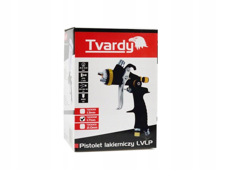 PISTOLET LAKIERNICZY LVLP DO MALOWANIA 1,7MM 600ML GRAWITACYJNY 3 BAR 1/4''