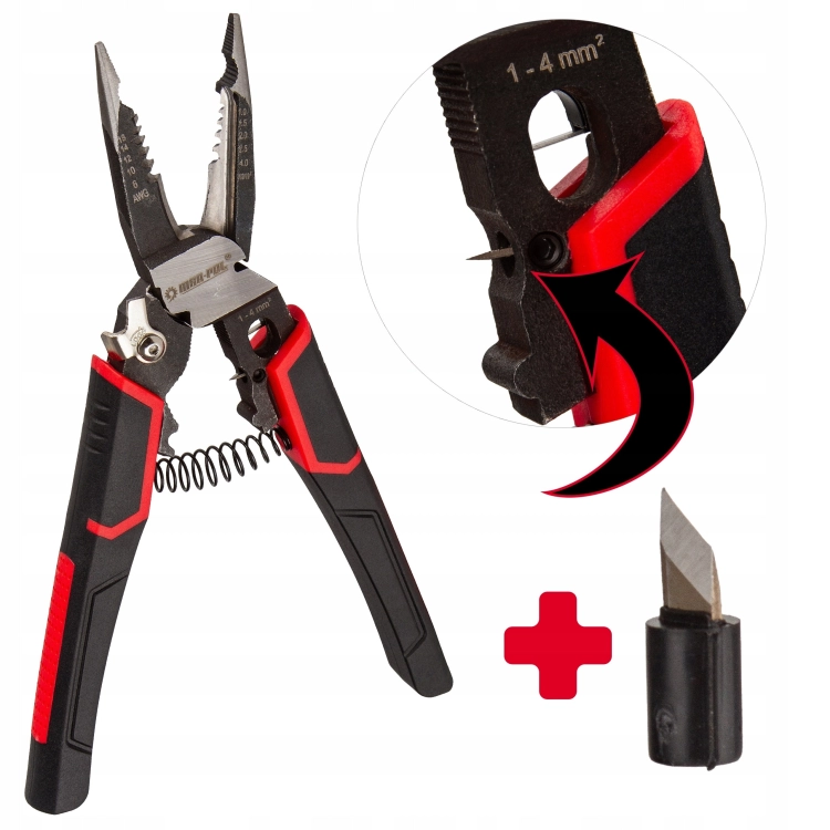 SZCZYPCE WIELOFUNKCYJNE 9W1 NOŻYK ŚCIĄGACZ ZACISKARKA DLA ELEKTRYKÓW 215MM