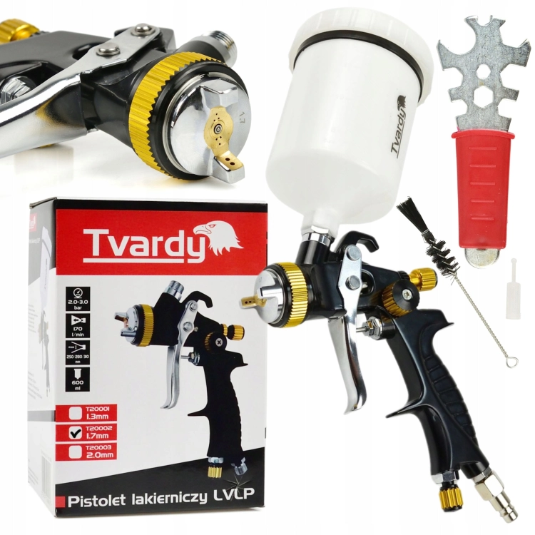 PISTOLET LAKIERNICZY LVLP DO MALOWANIA 1,7MM 600ML GRAWITACYJNY 3 BAR 1/4''