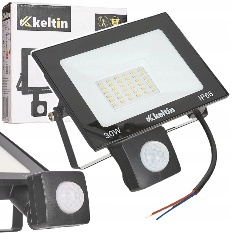 NAŚWIETLACZ Z CZUJNIKIEM RUCHU LED 30W IP66 HALOGEN LAMPA BIAŁA ZIMNA 6500K