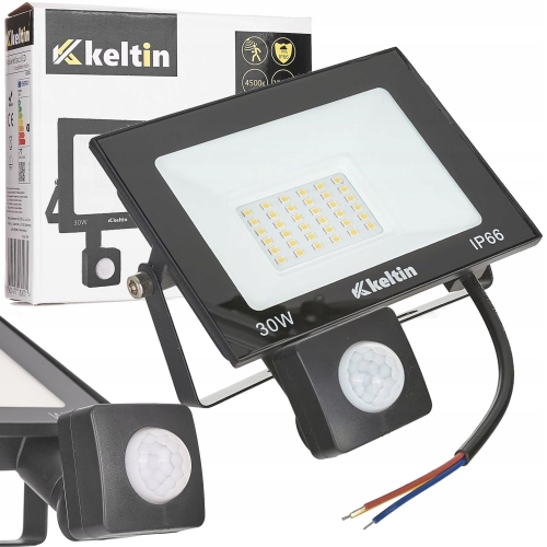 NAŚWIETLACZ Z CZUJNIKIEM RUCHU LED 30W IP66 HALOGEN BIAŁA NEUTRALNA 4500K