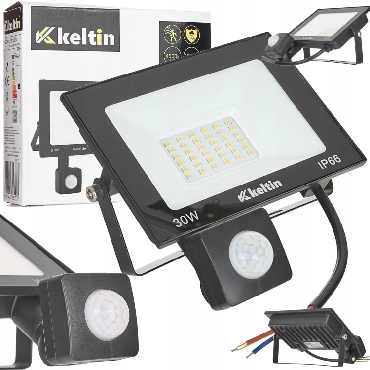 NAŚWIETLACZ Z CZUJNIKIEM RUCHU LED 30W IP66 HALOGEN BIAŁA NEUTRALNA 4500K