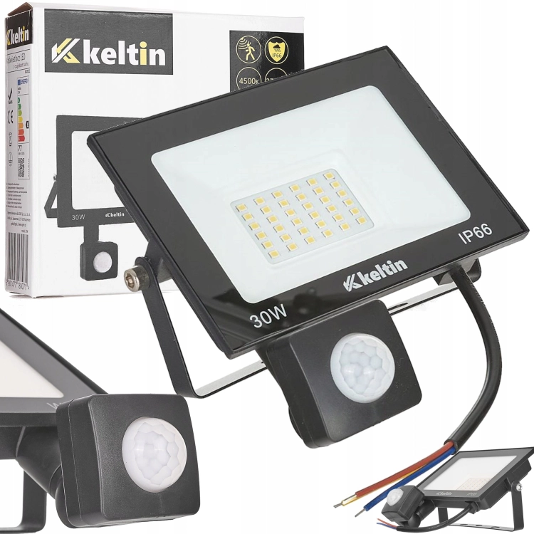 NAŚWIETLACZ Z CZUJNIKIEM RUCHU LED 30W IP66 HALOGEN BIAŁA NEUTRALNA 4500K