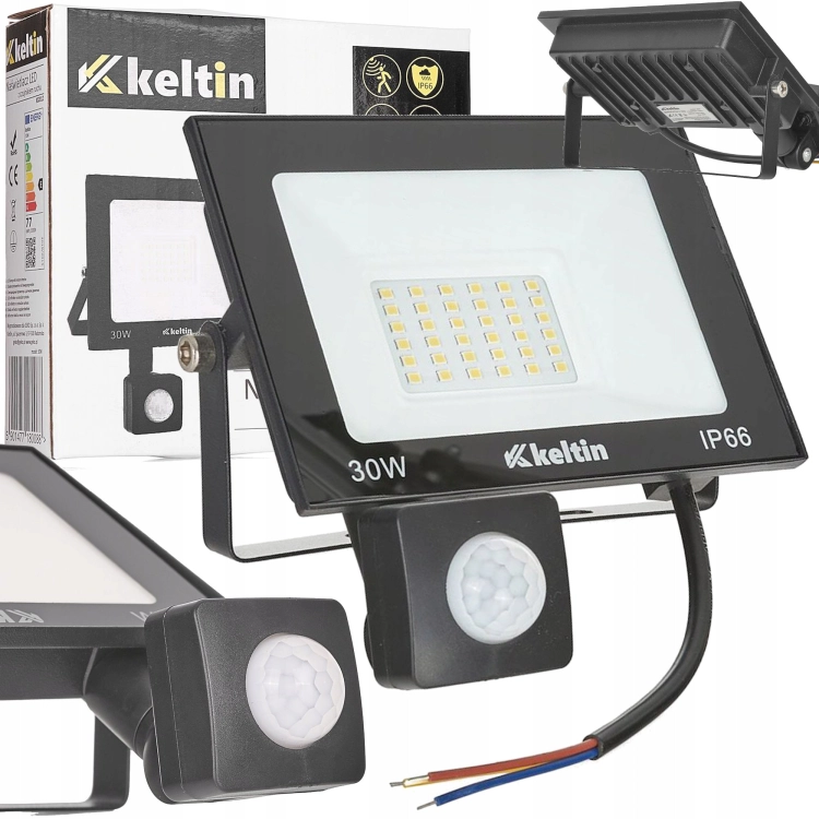 NAŚWIETLACZ Z CZUJNIKIEM RUCHU LED 30W IP66 HALOGEN BIAŁA CIEPŁA 2700K