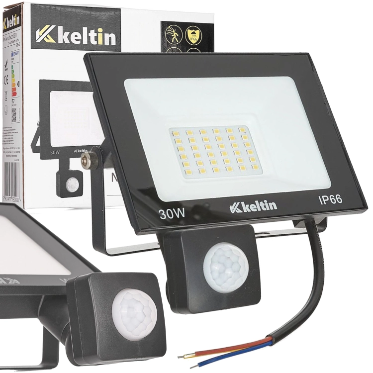 NAŚWIETLACZ Z CZUJNIKIEM RUCHU LED 30W IP66 HALOGEN BIAŁA CIEPŁA 2700K