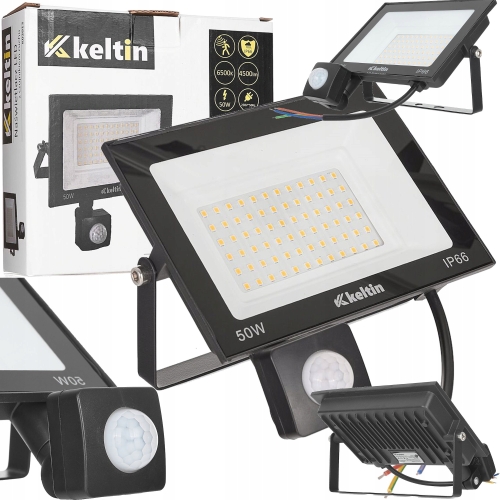 NAŚWIETLACZ LED 50W SMD LAMPA BIAŁA ZIMNA 6500K ENERGOOSZCZĘDNY CZUJNIK