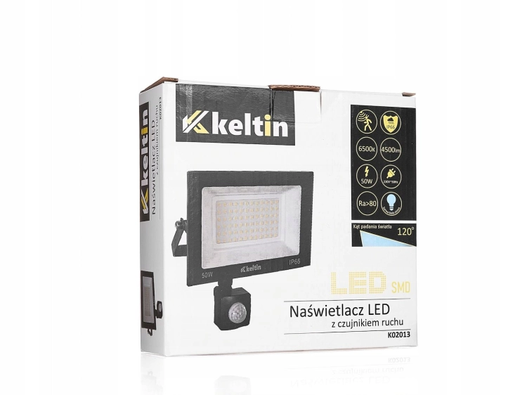 NAŚWIETLACZ LED 50W SMD LAMPA BIAŁA ZIMNA 6500K ENERGOOSZCZĘDNY CZUJNIK