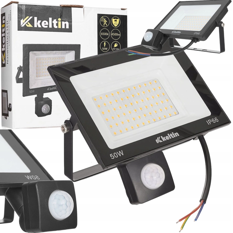 NAŚWIETLACZ LED 50W SMD LAMPA BIAŁA ZIMNA 6500K ENERGOOSZCZĘDNY CZUJNIK