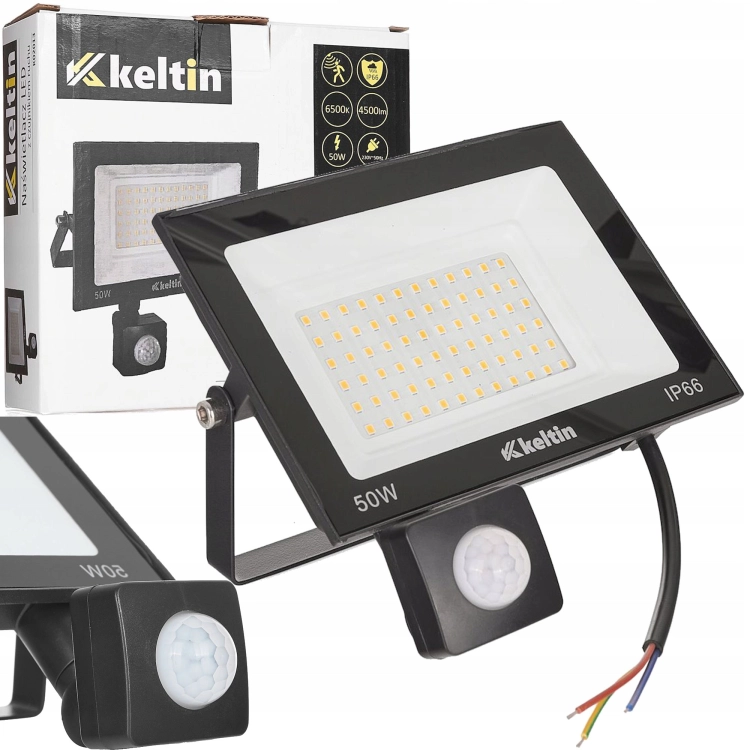 NAŚWIETLACZ LED 50W SMD LAMPA BIAŁA ZIMNA 6500K ENERGOOSZCZĘDNY CZUJNIK