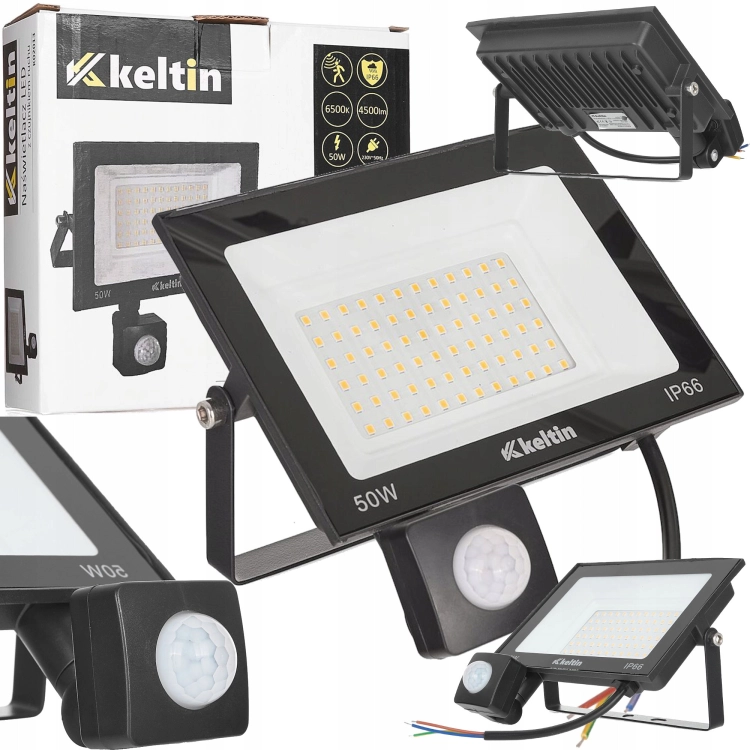 NAŚWIETLACZ LED 50W SMD LAMPA BIAŁA ZIMNA 6500K ENERGOOSZCZĘDNY CZUJNIK