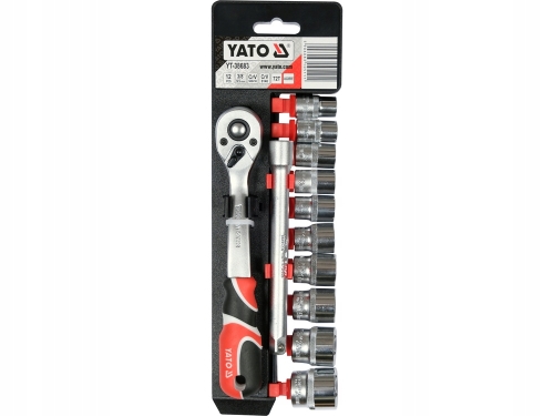 YATO KOMPLET ZESTAW NASADEK Z AKCESORIAMI GRZECHOTKA 3/8'' 12CZ YT-38683