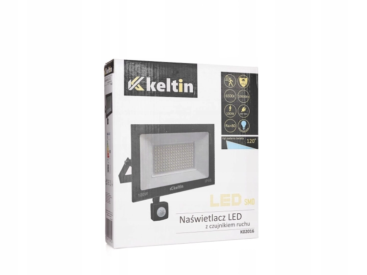 LAMPA LED 100W Z CZUJNIKIEM RUCHU 6500K NAŚWIETLACZ OGRODOWY K02016