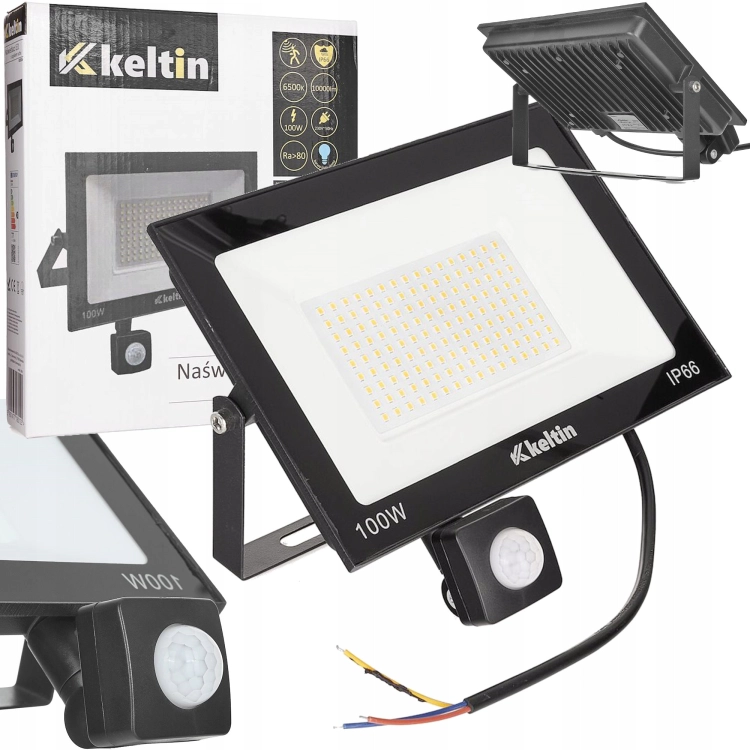 LAMPA LED 100W Z CZUJNIKIEM RUCHU 6500K NAŚWIETLACZ OGRODOWY K02016