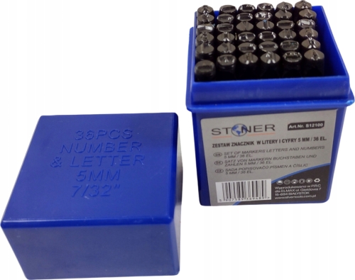 NUMERATORY WYBIJAKI ZNACZNIKI LITERY CYFRY STEMPLE 5MM 36 ELEMENTÓW S12100