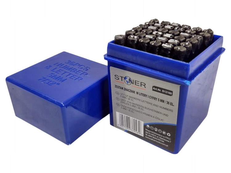 NUMERATORY WYBIJAKI ZNACZNIKI LITERY CYFRY STEMPLE 5MM 36 ELEMENTÓW S12100