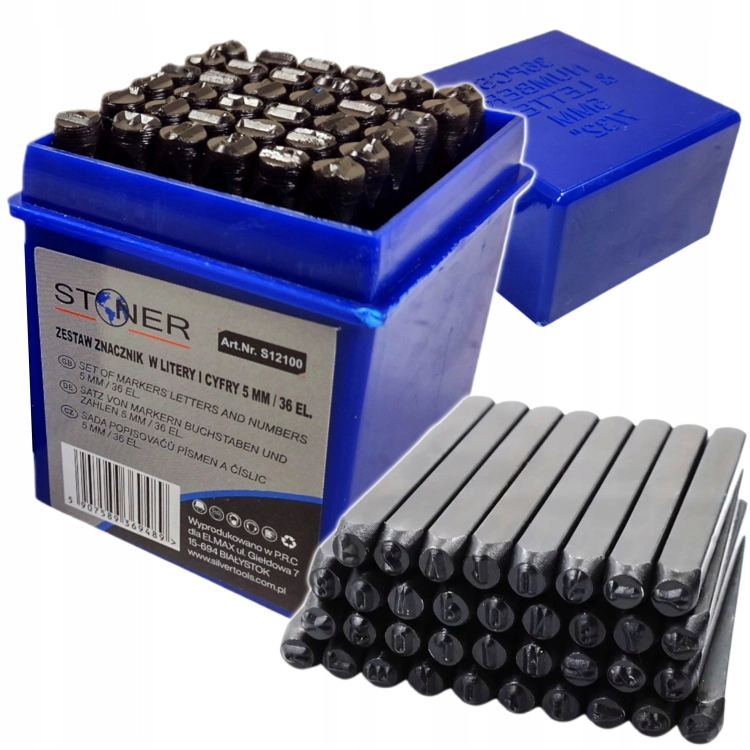 NUMERATORY WYBIJAKI ZNACZNIKI LITERY CYFRY STEMPLE 5MM 36 ELEMENTÓW S12100