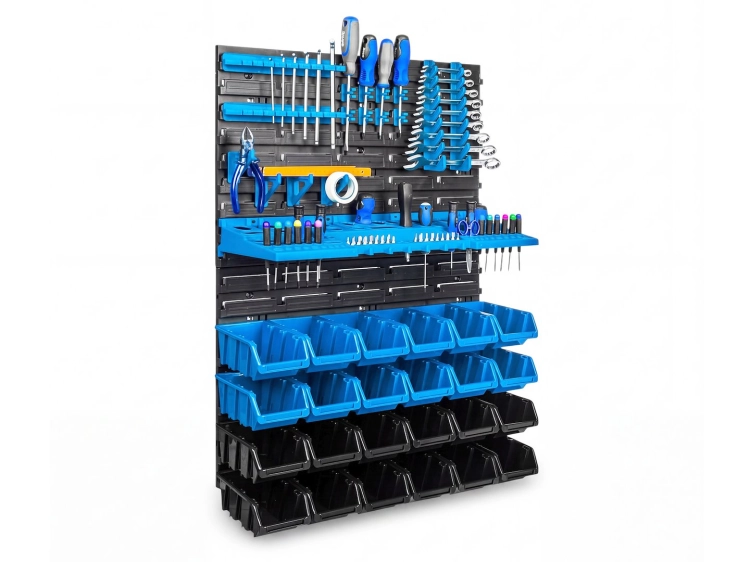 GEKO ŚCIANKA NARZĘDZIOWA 576X780MM 47 ELEMENTÓW 2 PANELE KUWETY ORGANIZERY