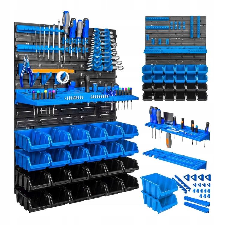 GEKO ŚCIANKA NARZĘDZIOWA 576X780MM 47 ELEMENTÓW 2 PANELE KUWETY ORGANIZERY
