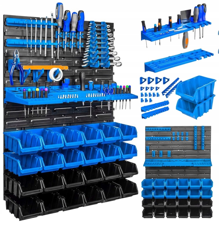 GEKO ŚCIANKA NARZĘDZIOWA 576X780MM 47 ELEMENTÓW 2 PANELE KUWETY ORGANIZERY