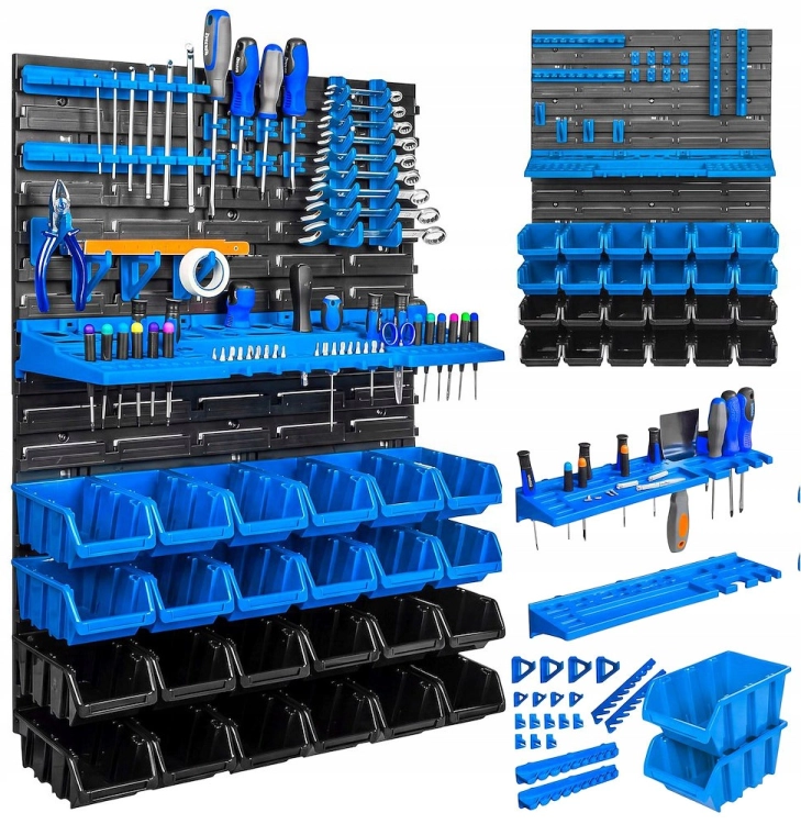 GEKO ŚCIANKA NARZĘDZIOWA 576X780MM 47 ELEMENTÓW 2 PANELE KUWETY ORGANIZERY