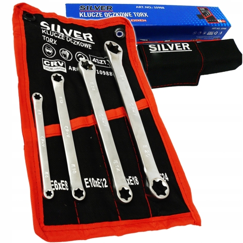 KLUCZ KLUCZE OCZKOWE TORX ZESTAW 4SZT E6-E24 ETUI PŁACHTA KOMPLET S10988