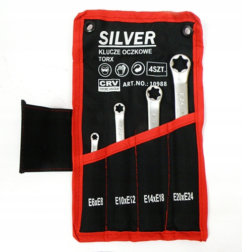 KLUCZ KLUCZE OCZKOWE TORX ZESTAW 4SZT E6-E24 ETUI PŁACHTA KOMPLET S10988