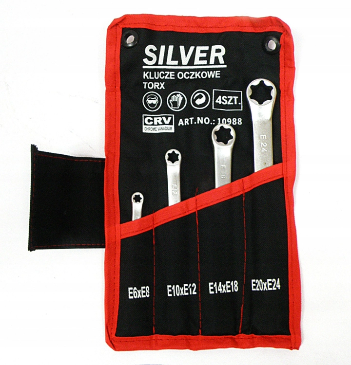 KLUCZ KLUCZE OCZKOWE TORX ZESTAW 4SZT E6-E24 ETUI PŁACHTA KOMPLET S10988