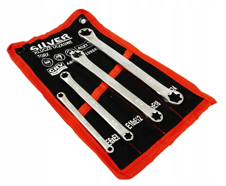 KLUCZ KLUCZE OCZKOWE TORX ZESTAW 4SZT E6-E24 ETUI PŁACHTA KOMPLET S10988