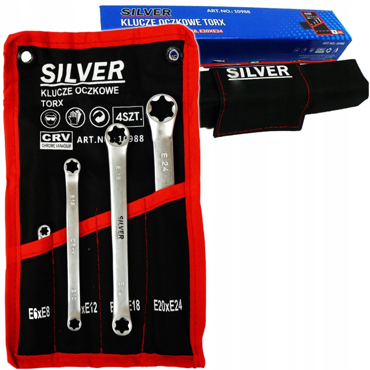 KLUCZ KLUCZE OCZKOWE TORX ZESTAW 4SZT E6-E24 ETUI PŁACHTA KOMPLET S10988