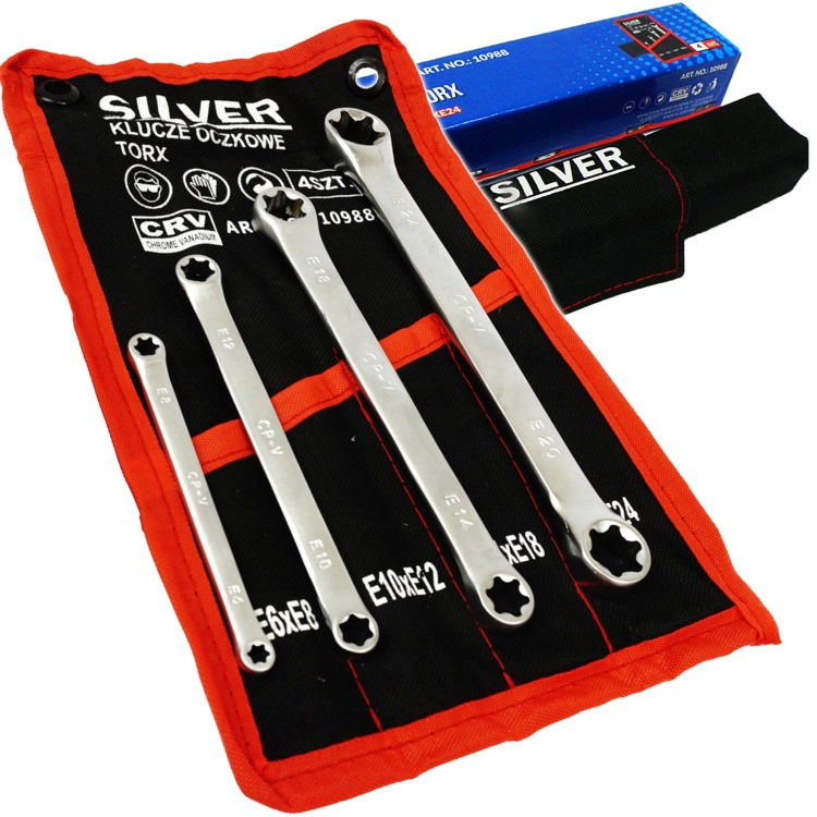 KLUCZ KLUCZE OCZKOWE TORX ZESTAW 4SZT E6-E24 ETUI PŁACHTA KOMPLET S10988