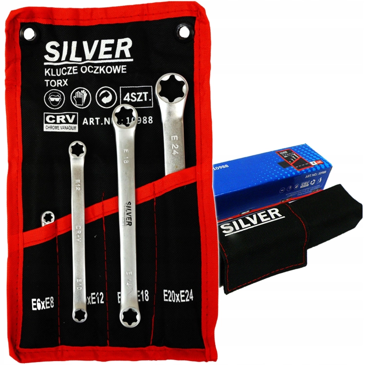 KLUCZ KLUCZE OCZKOWE TORX ZESTAW 4SZT E6-E24 ETUI PŁACHTA KOMPLET S10988
