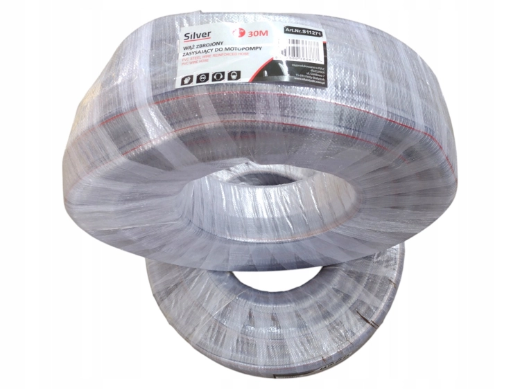 WĄŻ SSAWNY SSĄCY TŁOCZNY ZBROJONY 1 CAL / 25 mm x 30M PCV SILVER S11271