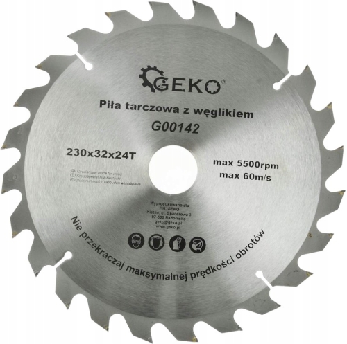 GEKO TARCZA WIDIOWA DO DREWNA PŁYT WIÓROWYCH STOLARSKICH 230xX32x24Z G00142