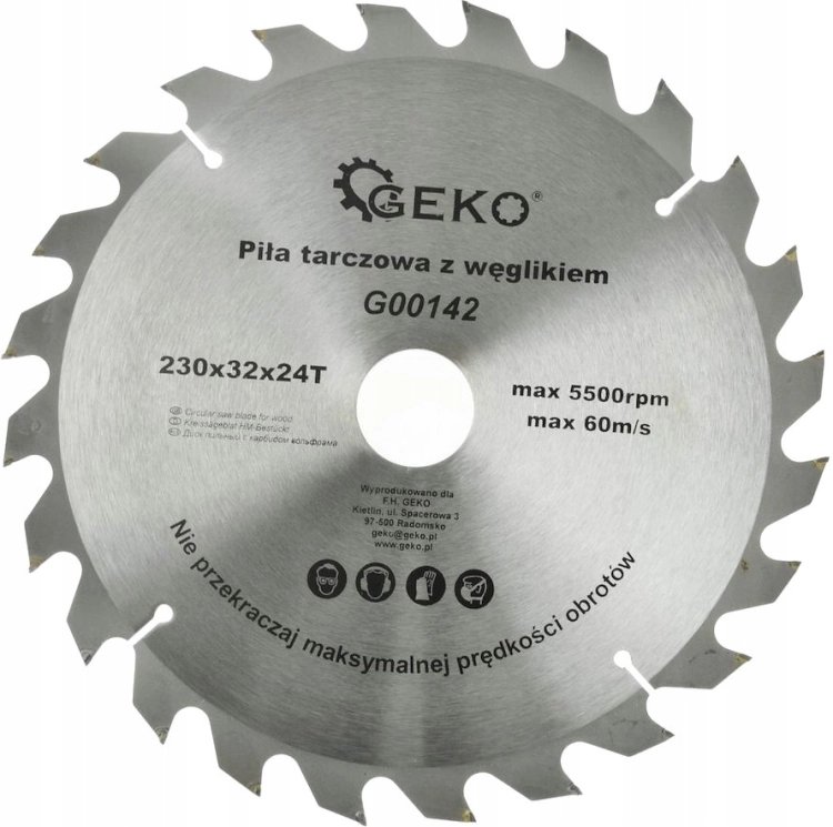 GEKO TARCZA WIDIOWA DO DREWNA PŁYT WIÓROWYCH STOLARSKICH 230xX32x24Z G00142