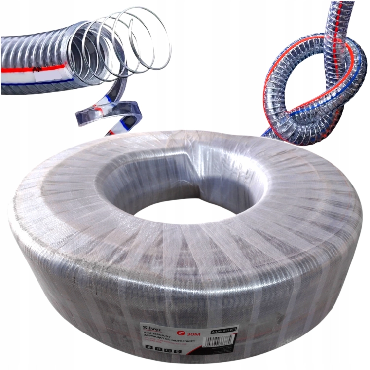 WĄŻ SSAWNY SSĄCY TŁOCZNY ZBROJONY 2 CAL / 50 mm x 30M PCV SILVER S11273