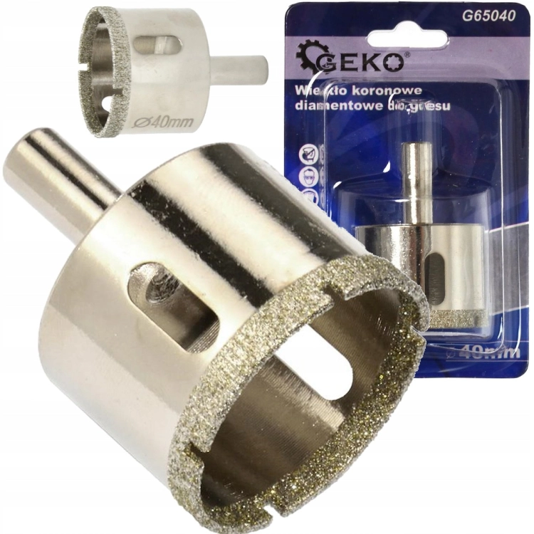 WIERTŁO DIAMENTOWE KORONOWE 40MM DO GRESU PŁYTEK CERAMIKI NA MOKRO G65040