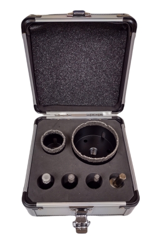 OTWORNICE DIAMENTOWE DO GRESU I BETONU 5SZT. + ADAPTER M14 3/8” WALIZKA