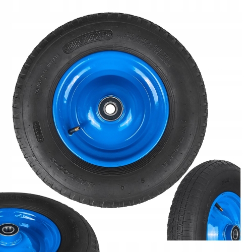 KOŁO DO TACZKI 4.00-8 6PR 390MM FI 20MM NIEBIESKA FELGA STALOWA BEZ OŚKI