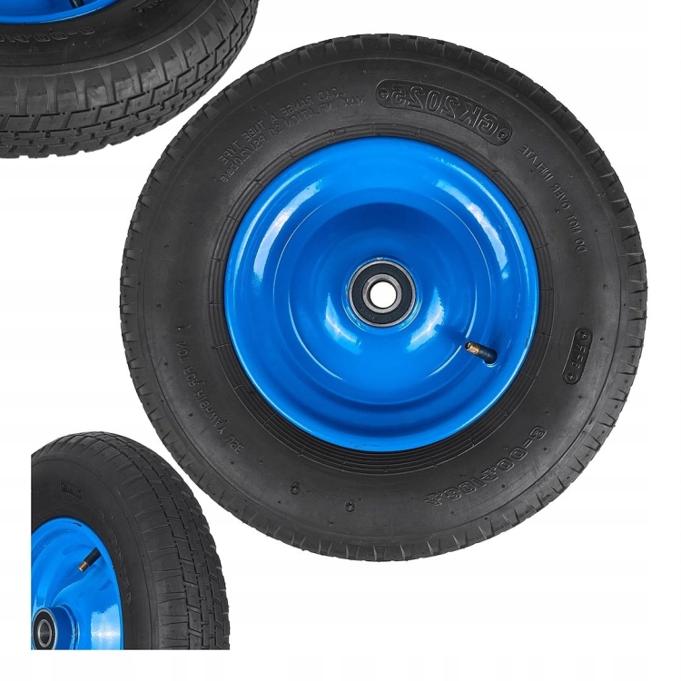 KOŁO DO TACZKI 4.00-8 6PR 390MM FI 20MM NIEBIESKA FELGA STALOWA BEZ OŚKI