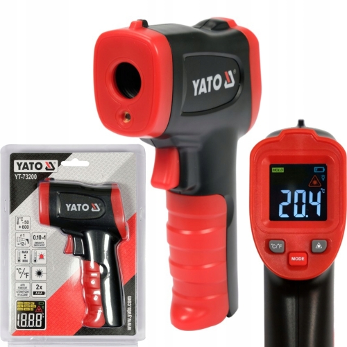 TERMOMETR PIROMETR BEZKONTAKTOWY (BEZDOTYKOWY) LASEROWY -50C +600C YT-73200