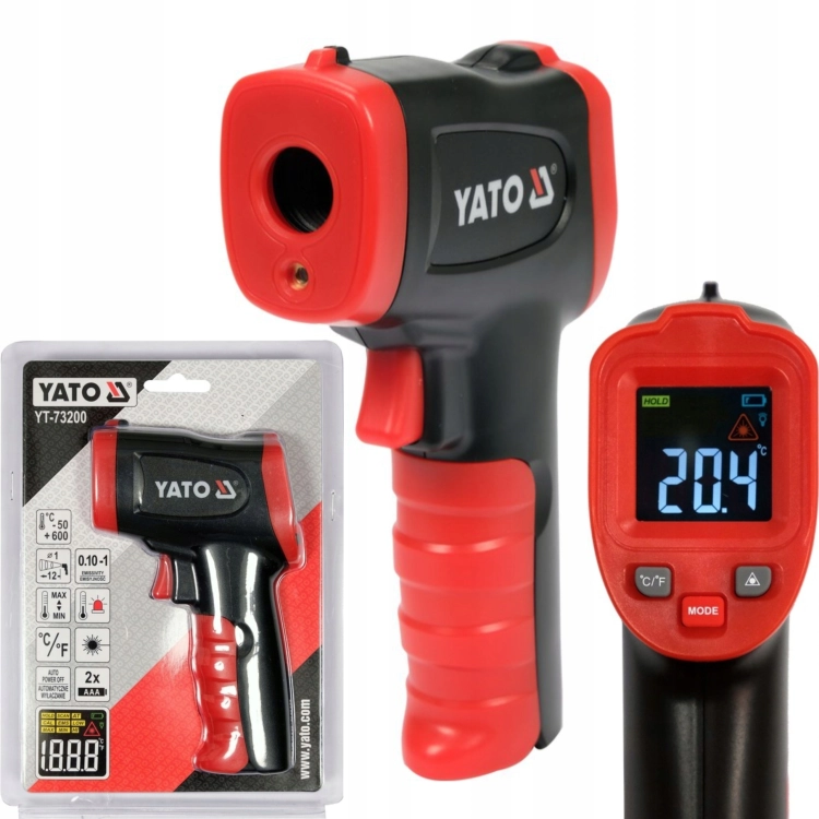 TERMOMETR PIROMETR BEZKONTAKTOWY (BEZDOTYKOWY) LASEROWY -50C +600C YT-73200