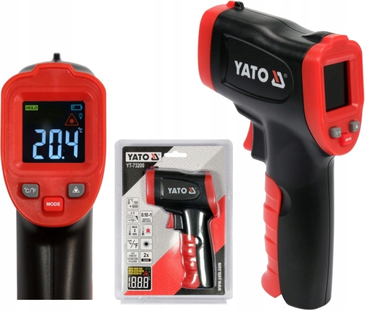 TERMOMETR PIROMETR BEZKONTAKTOWY (BEZDOTYKOWY) LASEROWY -50C +600C YT-73200