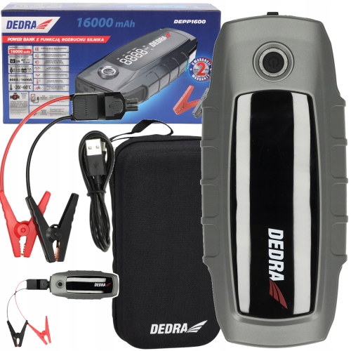 JUMP STARTER BOOSTER URZĄDZENIE ROZRUCHOWE 1600A POWERBANK 16000MAH DEDRA