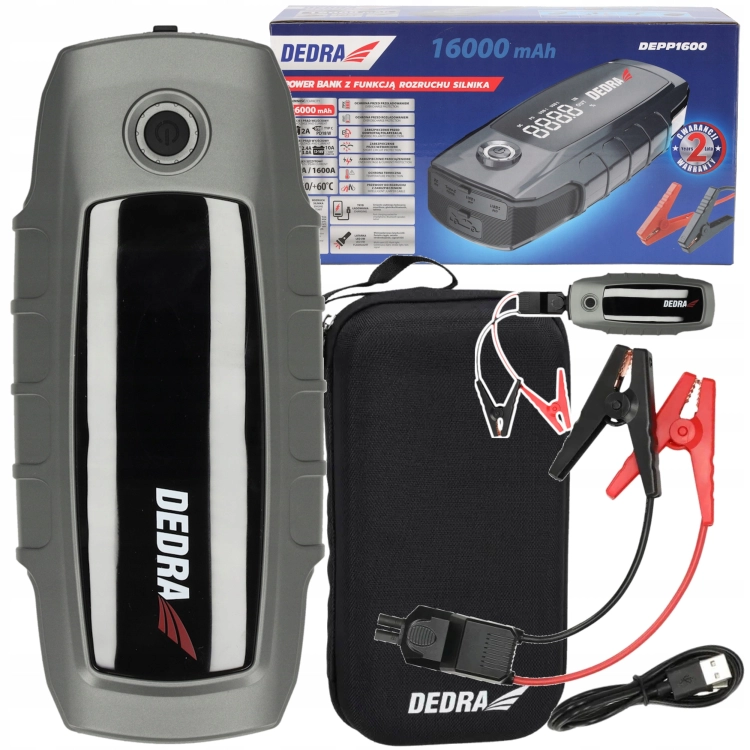 JUMP STARTER BOOSTER URZĄDZENIE ROZRUCHOWE 1600A POWERBANK 16000MAH DEDRA