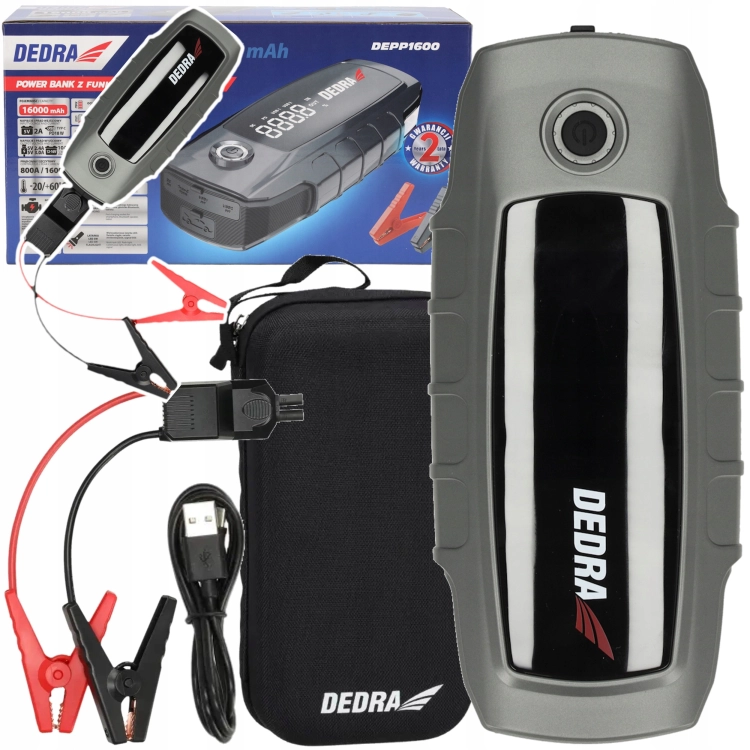 JUMP STARTER BOOSTER URZĄDZENIE ROZRUCHOWE 1600A POWERBANK 16000MAH DEDRA