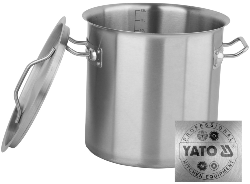 YATO PROFESJONALNY GARNEK Z POKRYWĄ NA KUCHENKI INDUKCYJNE 12L INOX YG00012