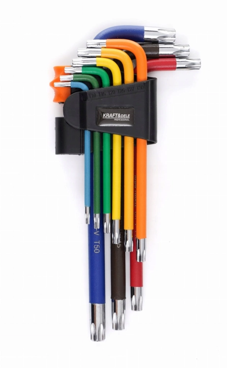 ZESTAW KOLOROWYCH IMBUSÓW KLUCZE IMBUSOWE 80-175MM Z KULKĄ TORX 9EL. DŁUGIE