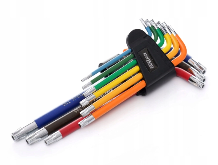 ZESTAW KOLOROWYCH IMBUSÓW KLUCZE IMBUSOWE 80-175MM Z KULKĄ TORX 9EL. DŁUGIE